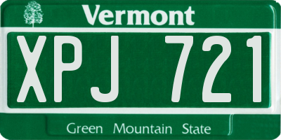 VT license plate XPJ721