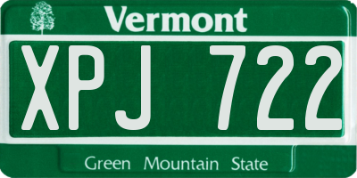 VT license plate XPJ722
