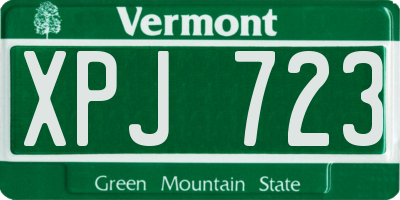 VT license plate XPJ723