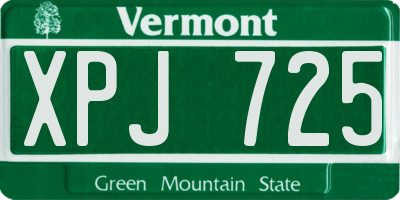 VT license plate XPJ725