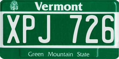 VT license plate XPJ726