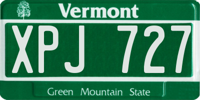 VT license plate XPJ727