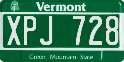 VT license plate XPJ728