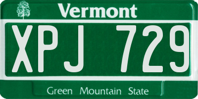 VT license plate XPJ729