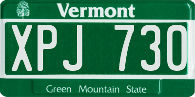 VT license plate XPJ730