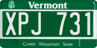 VT license plate XPJ731