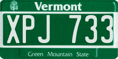VT license plate XPJ733