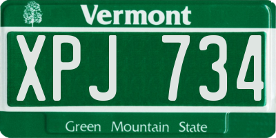VT license plate XPJ734
