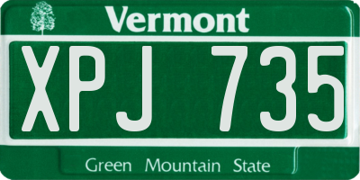 VT license plate XPJ735