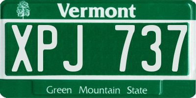 VT license plate XPJ737