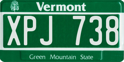 VT license plate XPJ738