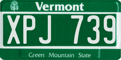 VT license plate XPJ739