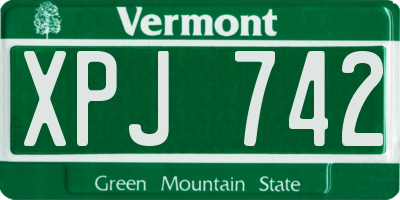 VT license plate XPJ742