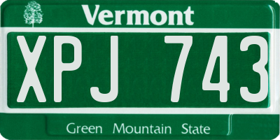 VT license plate XPJ743