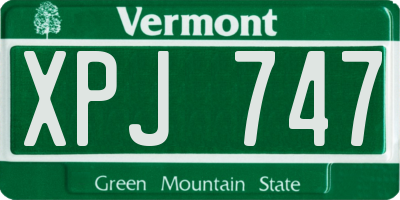 VT license plate XPJ747