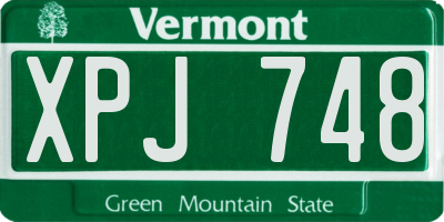 VT license plate XPJ748