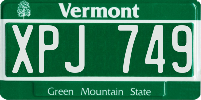 VT license plate XPJ749