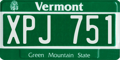 VT license plate XPJ751