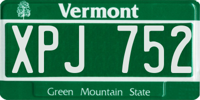 VT license plate XPJ752