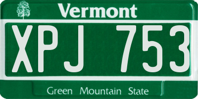 VT license plate XPJ753