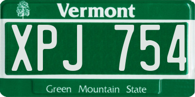 VT license plate XPJ754