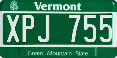 VT license plate XPJ755