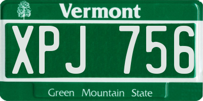 VT license plate XPJ756