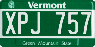 VT license plate XPJ757
