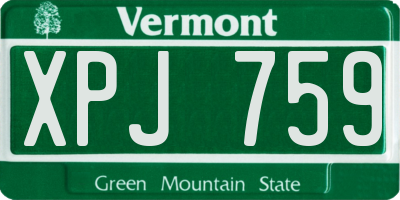 VT license plate XPJ759