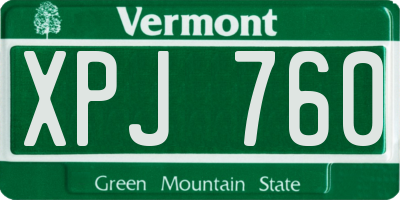 VT license plate XPJ760