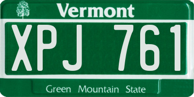 VT license plate XPJ761