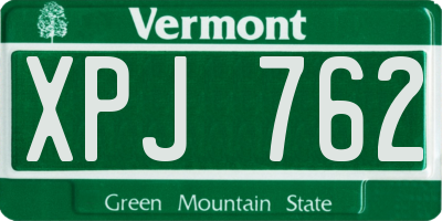 VT license plate XPJ762