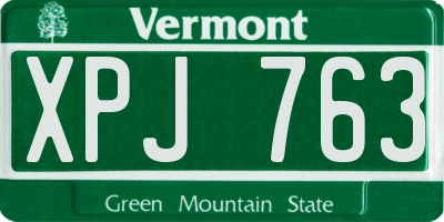 VT license plate XPJ763