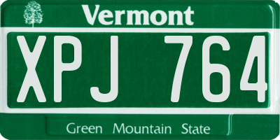 VT license plate XPJ764