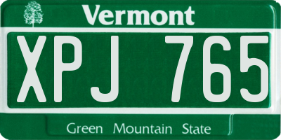VT license plate XPJ765