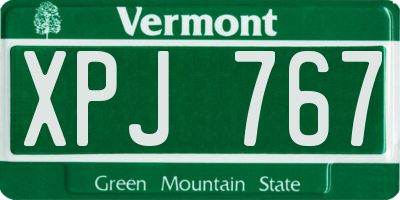 VT license plate XPJ767