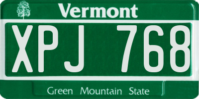 VT license plate XPJ768
