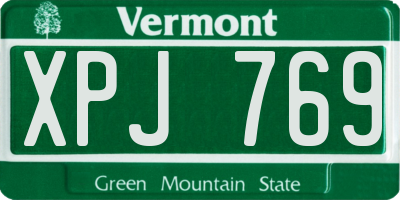 VT license plate XPJ769