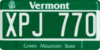 VT license plate XPJ770