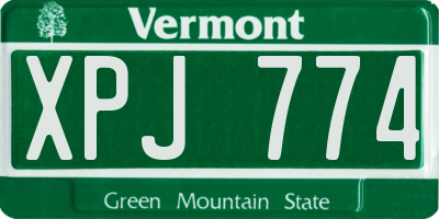 VT license plate XPJ774