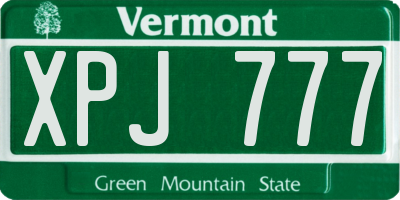 VT license plate XPJ777