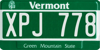 VT license plate XPJ778