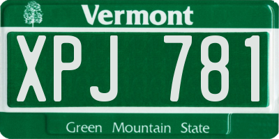 VT license plate XPJ781