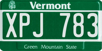 VT license plate XPJ783