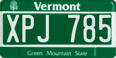 VT license plate XPJ785