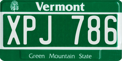 VT license plate XPJ786