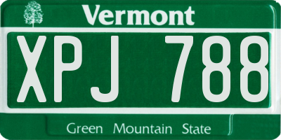 VT license plate XPJ788