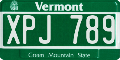 VT license plate XPJ789