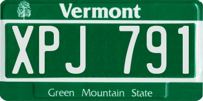 VT license plate XPJ791