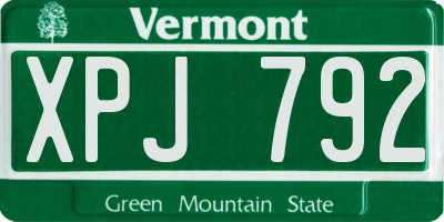 VT license plate XPJ792